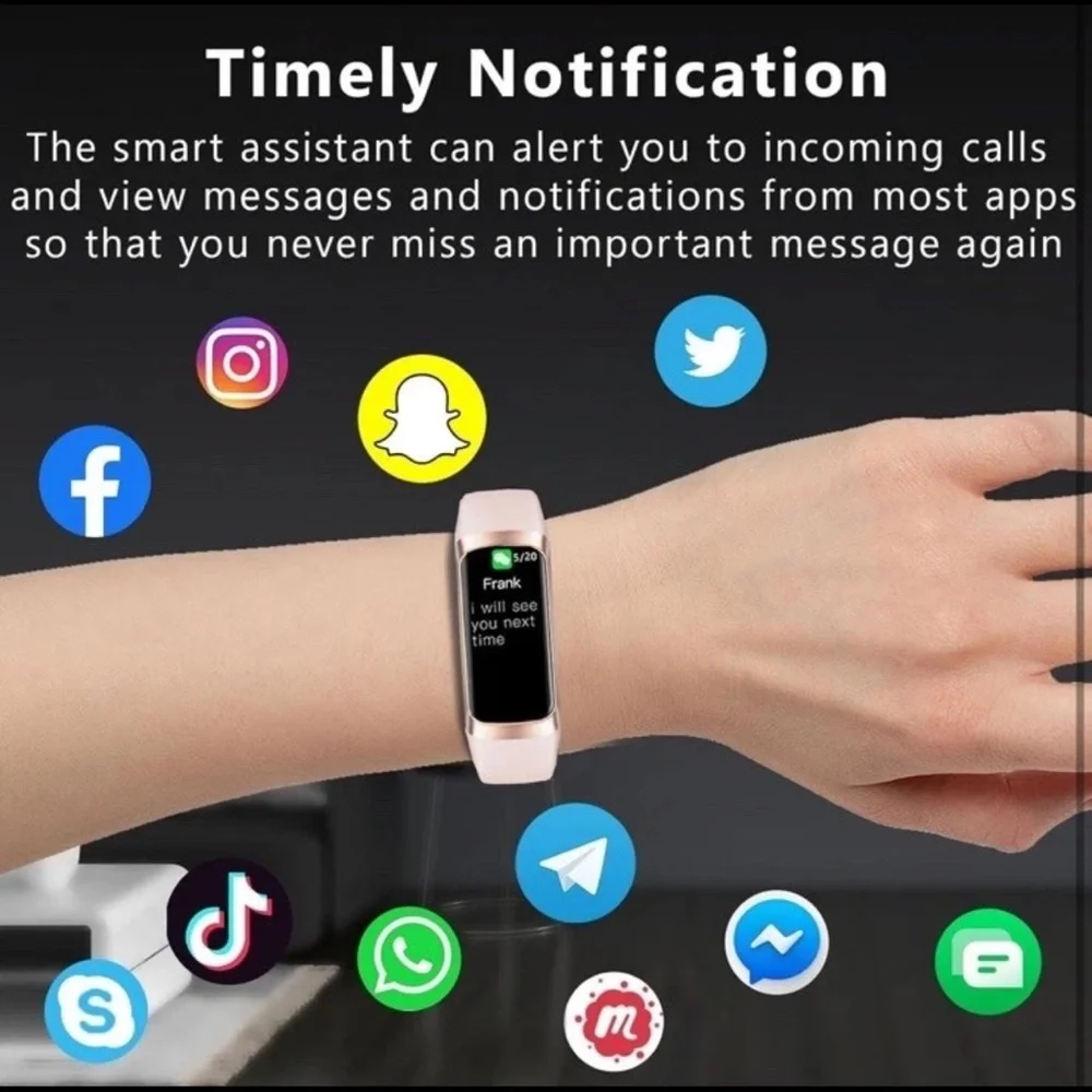 Fitness Tracker with 24/7 Heart Rate, Blood Oxygen Blood Pressure Sleep Monitor